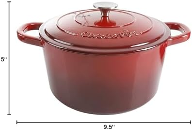Crock Pot Artisan 5-Quart Round Enameled Cast Iron Dutch Oven – Red, Durable Heavy-Duty Cookware for Slow Cooking, Roasting, Baking with Lid - Image 6