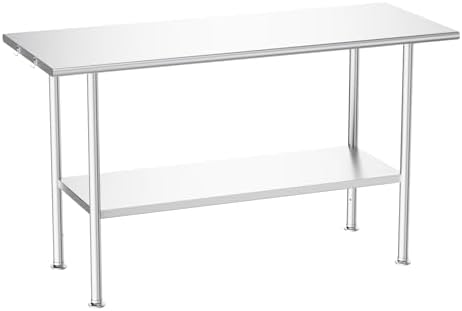 Atelicf NSF Stainless Steel Prep Table 24X60 inch, Rounded Flat Top by Atelicf