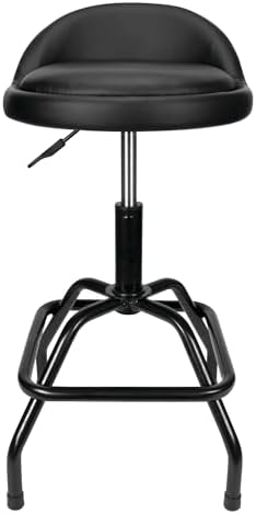 Performance Tool W85011 Pneumatic Swivel Bar Stool with Back Support, 360-Degree Swivel, Heavy Duty Steel Frame, Black - Image 3