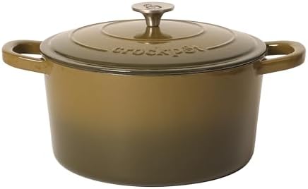 Crock-Pot Artisan 5-Quart Enameled Cast Iron Dutch Oven Pot with Lid, Round, Gradient Sage Green, Oven Safe Cookware by Crock-PotBrand