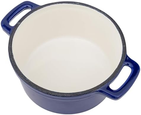 Flavehc Mini Cocotte 16 oz Mini Dutch Oven 0.5 qt. Cast Iron Garlic Roaster for Oven Garlic Confit Pot Ramekins with Lids Oven Safe Set of 2, Blue - Image 5