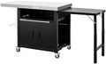 Feasto Outdoor Kitchen Island with Cabinet, 74” x 26” Rolling Grill Table by Idealforcook