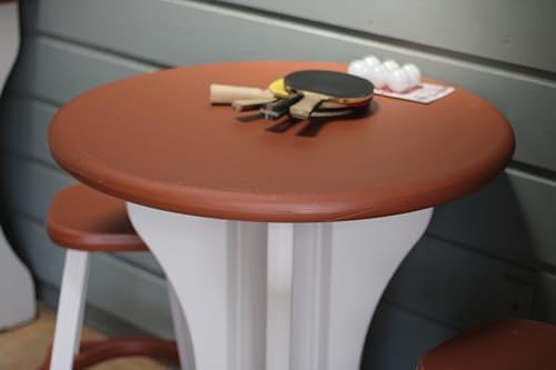 Patio Table Set with Four Barstools - Warm Grey Base with Redwood Accents - Perfect for Patio and Outdoor Spaces. Hardware Free Easy Assembly. Proudly Made in USA - Image 3