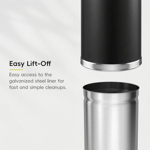 EKO Eternal 56L/15 Gallon Large Capacity Tall Commercial Trash Can, Round Open Top Waste Bin for Indoor and Outdoor, Black Steel Heavy-Duty, Durable Metal Garbage Bin for Home, Office, Restaurant - Image 4