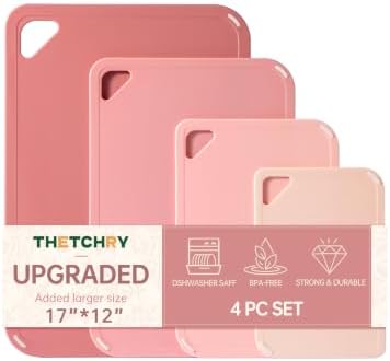 THETCHRY Plastic Cutting Board, Extra Large Pink Cutting Board for Kitchen by Thetchry