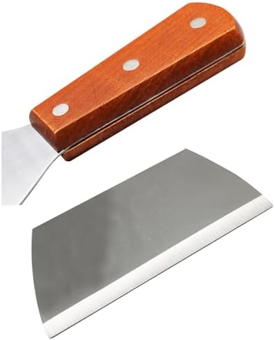 Premium Stainless Steel Slant Edge Grill Scrapers Wood Handle for Barbecue Cooking 2 Pack - Image 2