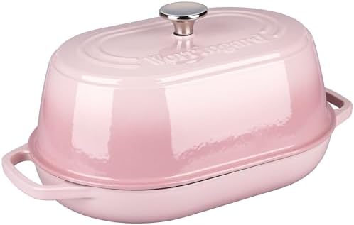 VORRINGARD Enameled Cast Iron Dutch Oven Pot with Dome Lid, Oval Bread Oven for Homemade Sourdough Bread Baking, Oven Safe up to 500°F, 6 Quart, Pink - Image 6