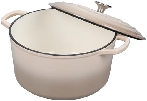VORRINGARD Enameled Cast Iron Dutch Oven Pot with Lid, for Sourdough Bread Baking, Round Dutch Ovens, 6 Quart, Latte - Image 5