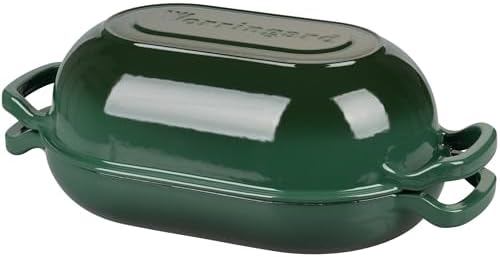 VORRINGARD Enameled Cast Iron Sourdough Bread Oven, Dutch Oven, Loaf Cast Iron Bread Pan for Homemade Bread Baking, Meatloaf Pan with Lid, 5QT, Dark Green - Image 6