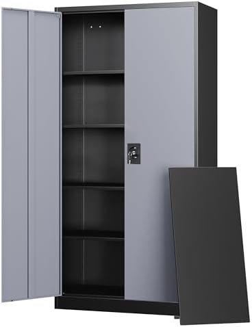 Letaya Metal Garage Storage Cabinets with Lock Door and Adjustable Shelves, Steel Tool Cabinets for Home,Office,Warehouse Organisieren (Black Grey, 72" H) by LetayaMetalCabinets