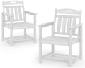 HDPE Outdoor Patio Dining Chairs with Wide Seat of 2, Oversized, White by Suunyn