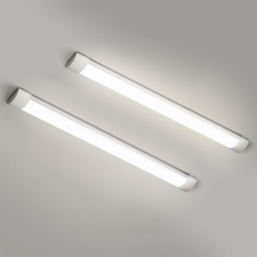 2 Packs 3FT LED Batten Light with 50cm Cable, Ultra-Thin Slim Ceiling Surface Mounted Light, 30W, 4000K, IP20, LED Ceiling Lamp for Garage, Shop, Hallway, Office, Market by colmeguna