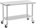 DuraSteel 24x60 NSF Stainless Steel Cart Work Table - Heavy Duty Rolling Food Prep Table Countertop Island - Metal Utility Cart on Wheels Caster, Grill Stand Storage Outdoor Kitchen Tables Bar Top by DuraSteel