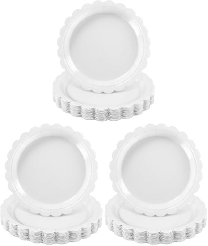NatNarr 30 Pcs Scalloped Plates 9 Inch Disposable Graduation Paper Plates White Cute Dessert Cake Plate Dinner Party Plate for Congrats Grad, Wedding, Birthday, Engagement (Pack of 3) by NatNarr