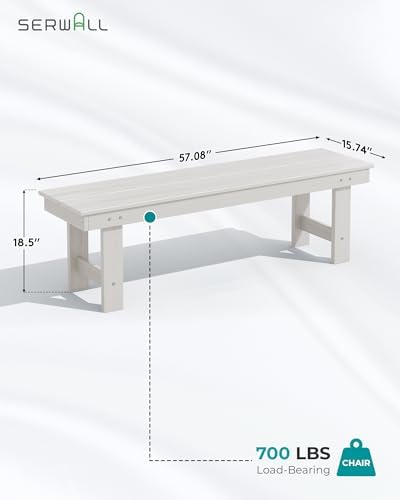 SERWALL Outdoor Dining Set, Patio Dining Set with Bench, White - Image 4
