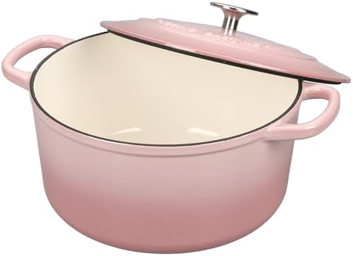 EDGING CASTING Enameled Cast Iron Dutch Oven with Sourdough Bread Baking Kit, Bread Dutch Oven with Lid, Includes Proofing Basket & Baking Tools, 5qt, Pink - Image 4