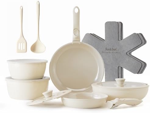 Redchef 16pcs Ceramic Pots and Pans Set, Detachable Nonstick Cookware Set by Redchef