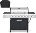 Endark 6-Burner Propane Gas Grill – 68,500 BTU Stainless Steel BBQ with Side Burner, Cast-Iron Grates & Wheels, Large Outdoor Cooking for Patio Backyard Garden by ENDARK