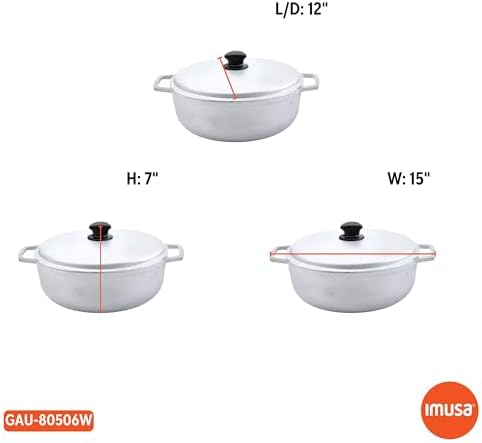 IMUSA 7.5 Quart Traditional Natural Made in Colombia Caldero with Lid for Cooking and Serving,Silver - Image 2