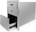 Outdoor Kitchen Triple Layer Drawer 14'' W x 20.3'' H x 23'' D Flush Mount BBQ Access Drawers Stainless Steel BBQ Island Drawers with Handle Suitable for Outdoor Kitchen Island Grill Station by Fsehyue