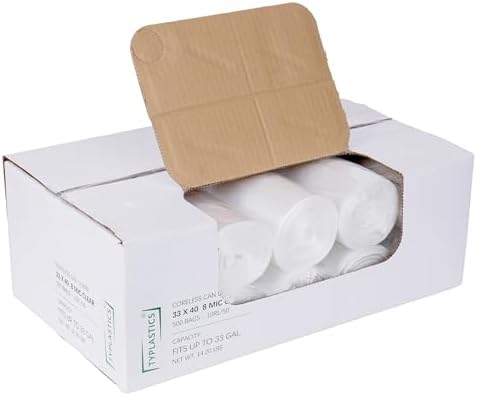 TYPLASTICS 33 Gallon Clear Trash Can Liners 33" x 40" by Typlastics