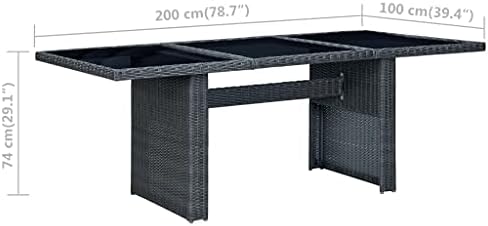 Garden Table Outdoor Tables Patio Dining Exterior Furniture, Mesa for Deck, Balcony, Backyard - Modern Dark Grey and Black - Image 2