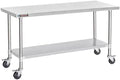 DuraSteel 30x72 NSF Stainless Steel Cart Work Table - Heavy Duty Rolling Food Prep Table Countertop Island - Metal Utility Cart on Wheels Caster, Grill Stand Storage Outdoor Kitchen Tables Bar Top by DuraSteel