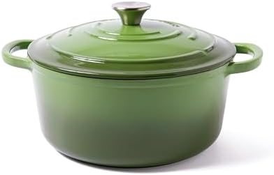 Larder & Vine 5.7 qt Enameled Cast Iron Dutch Oven Pot with Lid, Okra by LarderVine