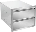 Outdoor Kitchen Drawers Stainless Steel Double Layer BBQ Drawers 18" W x 15" H x 23" D Flush Mount Built-in 2-Drawer for Outdoor Kitchen Island Patio Grill Station by Unknown