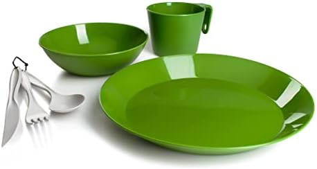 GSI Outdoors Cascadian Table Set I 6-Piece Camping, Backpacking Mess Kit, Plastic BPA Free, Plate, Bowl, Mug, Cup & Cutlery Set by GSIOutdoors