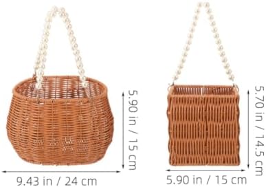 2 Pcs Oval Simulation Rattan Baskets with Handle for Flowers - Image 2