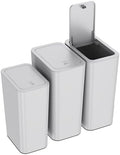 N. NETDOT 3 Pack (2 of 4 Gal & 1 of 2.6 Gal) Small Trash Can with Lid,Bathroom Garbage Can with Pop-Up Lid,Waste Basket for Bathroom,Kitchen,Bedroom,Powder Room,Craft Room,Office,College (Gray) by NNETDOT