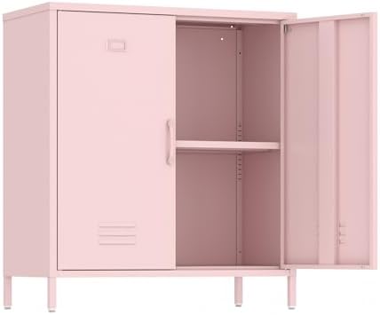 Metal Locker Cabinet Metal Storage Cabinets with Adjustable Shelf and 2 Doors for Home Office Classroom (Pink) by Epochsteele