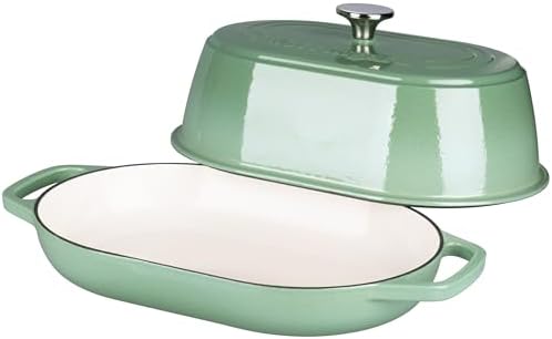 VORRINGARD Enameled Cast Iron Dutch Oven Pot with Dome Lid, Oval Bread Oven for Homemade Sourdough Bread Baking, Oven Safe up to 500°F, 6 Quart, Sage Green - Image 6
