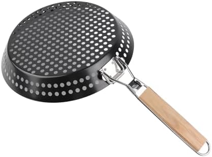 Mingzhe Non Stick Grill Skillet Pan with Wooden Handle for Outdoor Barbecue Cooking Metal 30.5cm - Image 4