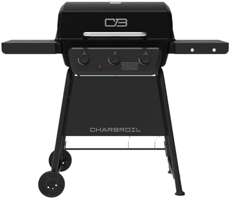 Charbroil Classic 3-Burner Propane Gas Grill, 30,000 BTU, 360 Sq. In. Cooking Area, Porcelain-Coated Grates, Compact Outdoor BBQ Grill with Side Shelves by Charbroil