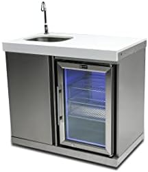 Mont Alpi 38"W x 23"D x 46"H Stainless Steel Beverage Center with Faucet & Sink + 2.7 Cu. Ft. Outdoor Refrigerator Lockable Wine Cooler & Accent Lighting + 3 Adjustable Shelves & Base Storage Cabinet - Image 2