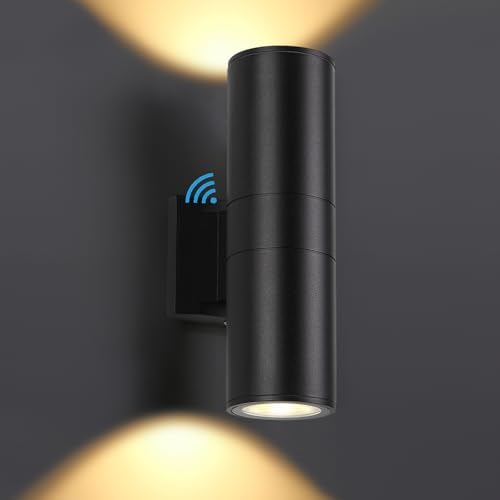 DAKAFUL Dusk to Dawn Outdoor Lighting Sensor Wall Lights 1 Pack, 12W 2700K Integrated LED Cylinder Up Down Lights Outdoor, IP65 Waterproof Aluminum Wall Sconce Exterior Wall Light for Porch Patio etc. by DAKAFUL