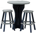 Patio Table Set with Two Barstools - Black Base with Deep Grey Accents - Perfect for Patio and Outdoor Spaces. Hardware Free Easy Assembly. Proudly Made in USA by LeisureAccents