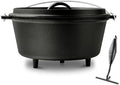 Pre-Seasoned 8QT Large Cast Iron Camping Dutch Oven Pot with Lid by Blingco