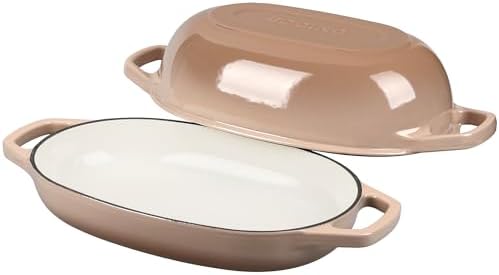 EDGING CASTING Enameled Cast Iron Oval Dutch Oven Pot with Lid, Dutch Oven for Sourdough Bread Baking, Bread Oven, Bread Dutch Oven, Oval Bread Pan, 5qt, Mocha - Image 3