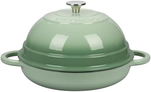 VORRINGARD Cast Iron Enameled Dutch Oven Pot with Lid for Bread Baking, Bread Oven, 6 Quart, Green by Unknown