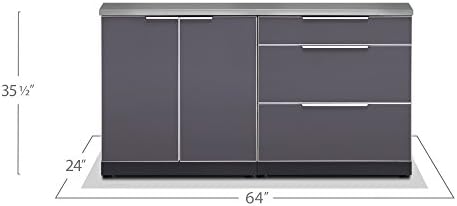 NewAge Products Classic Series 3PC Aluminum Slate Gray Modular Outdoor Kitchen Set with Cover - 24" D x 64" W x 35.5" H - Image 3