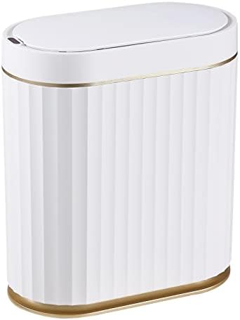 ELPHECO Bathroom Trash Can with Lid, 2 Gallon, Motion Sensor, White Gold by ELPHECOUSA