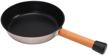Pssopp Outdoor Frying Pan Stainless Steel Camping Skillet 20 X 35.5 Cm Lightweight Wood Handle Even Heating Compact Cooking Pan for Camping Hiking Camp Stove Use (CW-14 Wooden Handle Frying) - Image 5