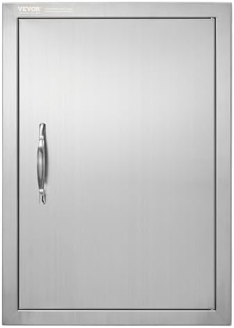 VEVOR BBQ Access Door, 18W x 24H Inch Single Outdoor Kitchen, Stainless Steel Flush Mount, Wall Vertical With Handle, for BBQ Island, Grilling Station, Outside Cabinet by VEVOR