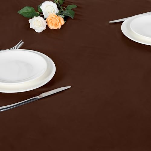 LUSHVIDA Round Tablecloth Fitted Table Cloth for 45"-56" Tables Deep Coffee - Image 4