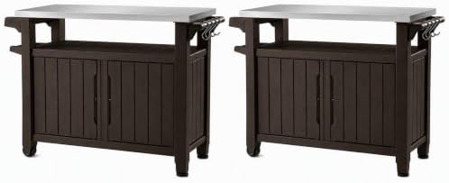 Outdoor Prep & Storage Cart, Stainless Steel Top, Brown, 2-Pack by Unknown