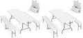 VINGLI Picnic Table Set with 2 Benches, 6 Feet Camping Table Chair Set,3-Piece Folding Furniture for Indoor or Outdoor Use, Smooth Tabletop, White (Pack of 2) by VINGLI