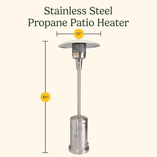 Cuisinart COH-300 Propane Push Start Ignition, 47,000 BTU Burner, Heats up to 200 sq. ft, 32" (L) x 85" (H), Stainless Steel Outdoor Patio Heater - Image 2